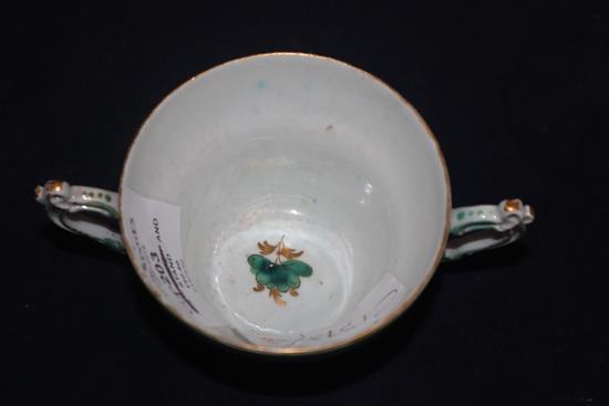 A Bow porcelain two-handled caudle cup and stand